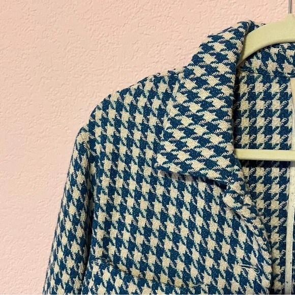 Anthropologie Dolan brought blue houndstooth blazer jacket - Picture 3 of 4